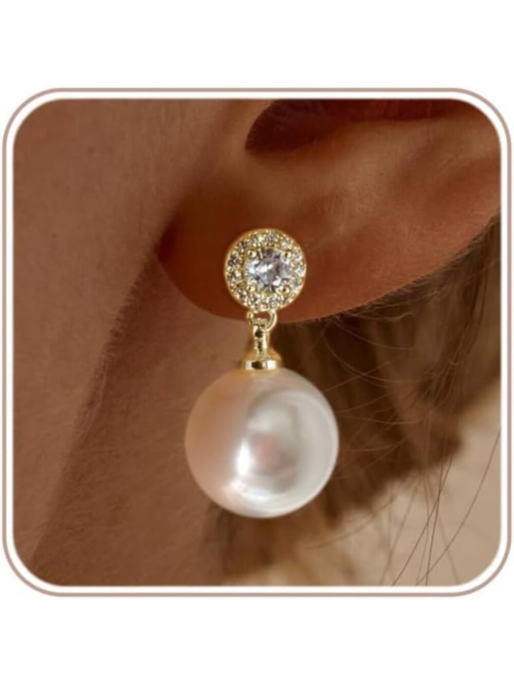 Elegant 12mm CZ Pearl Drop Earrings for Women | Wedding, Prom, Bridesmaid Gift